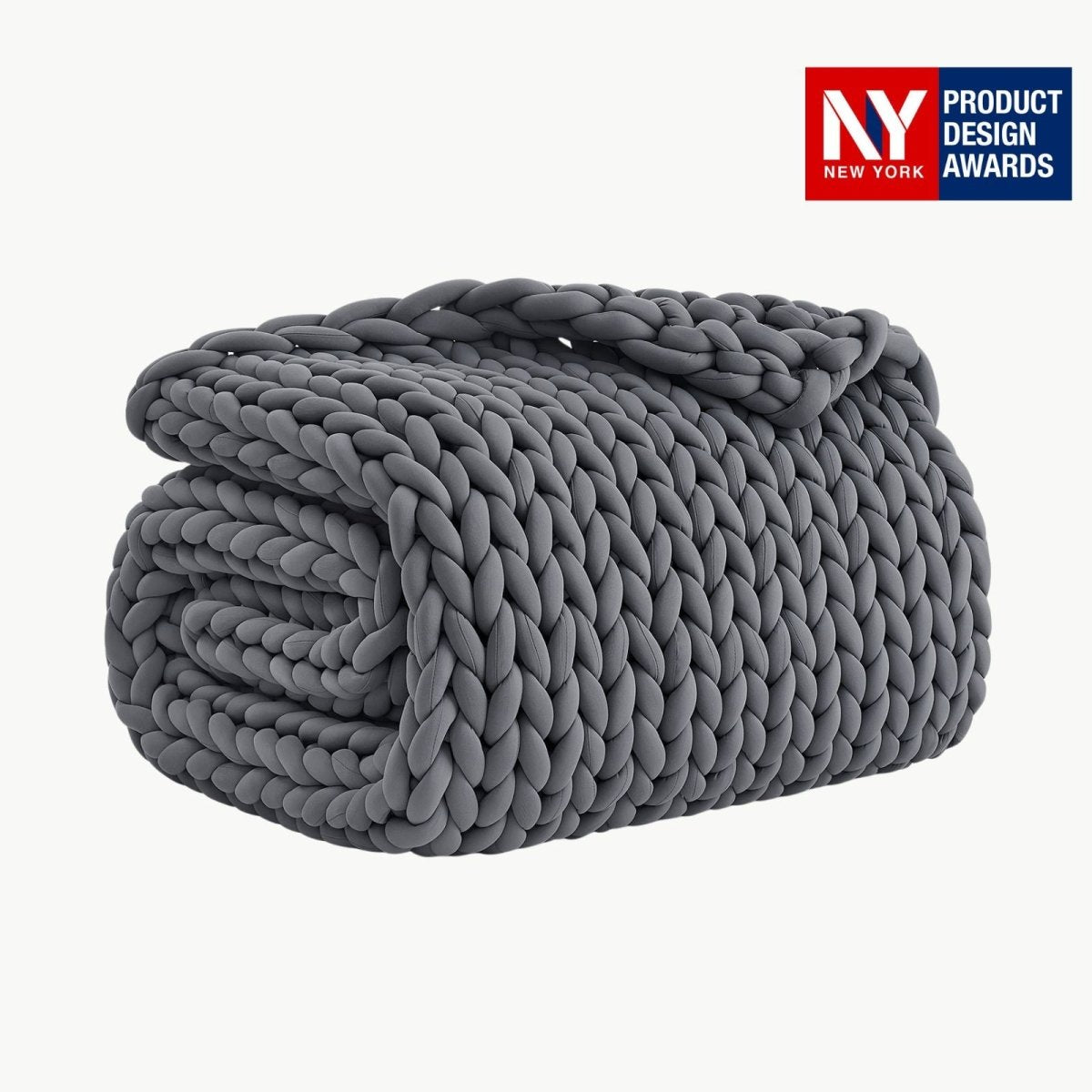 Cozy Bliss Performance Cooling Weighted Blanket chunky knit weighted blanket folded display#color_Charcoal Grey