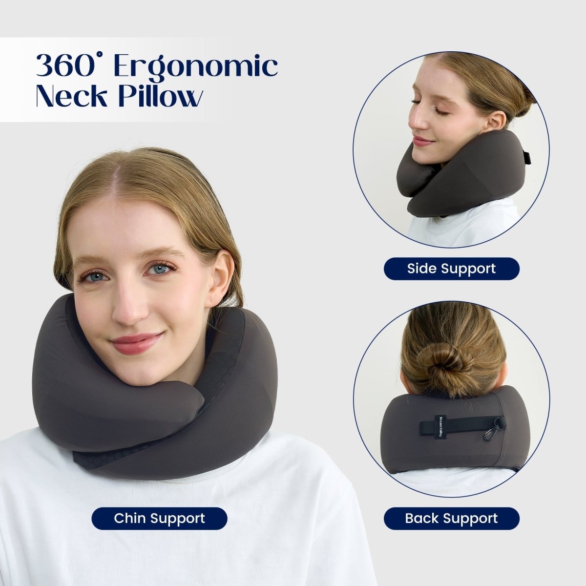 360° ergonomic support cooling neck pillow for better rest.#color_Charcoal Grey