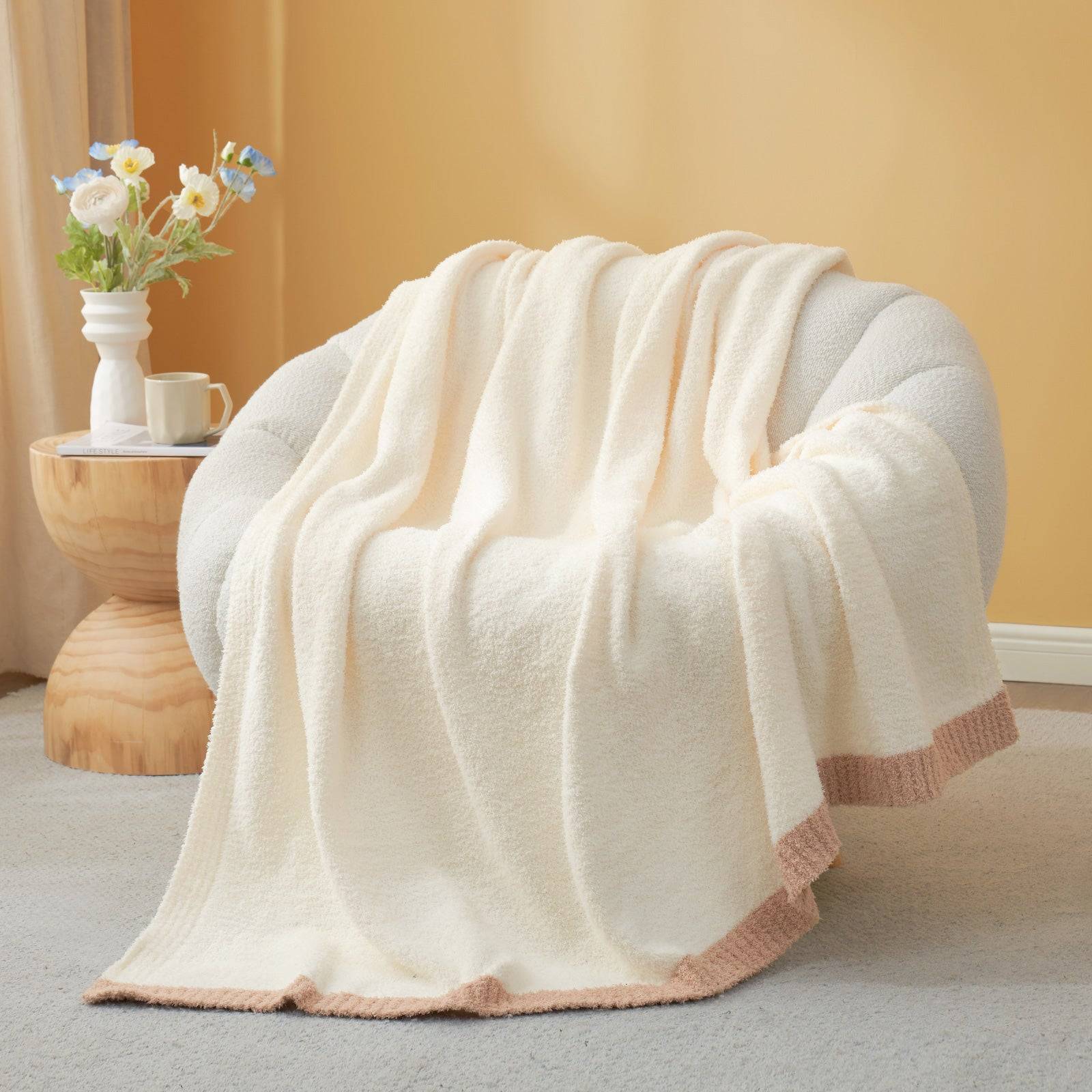 Solid Heather Feather Yarn Throw Blanket