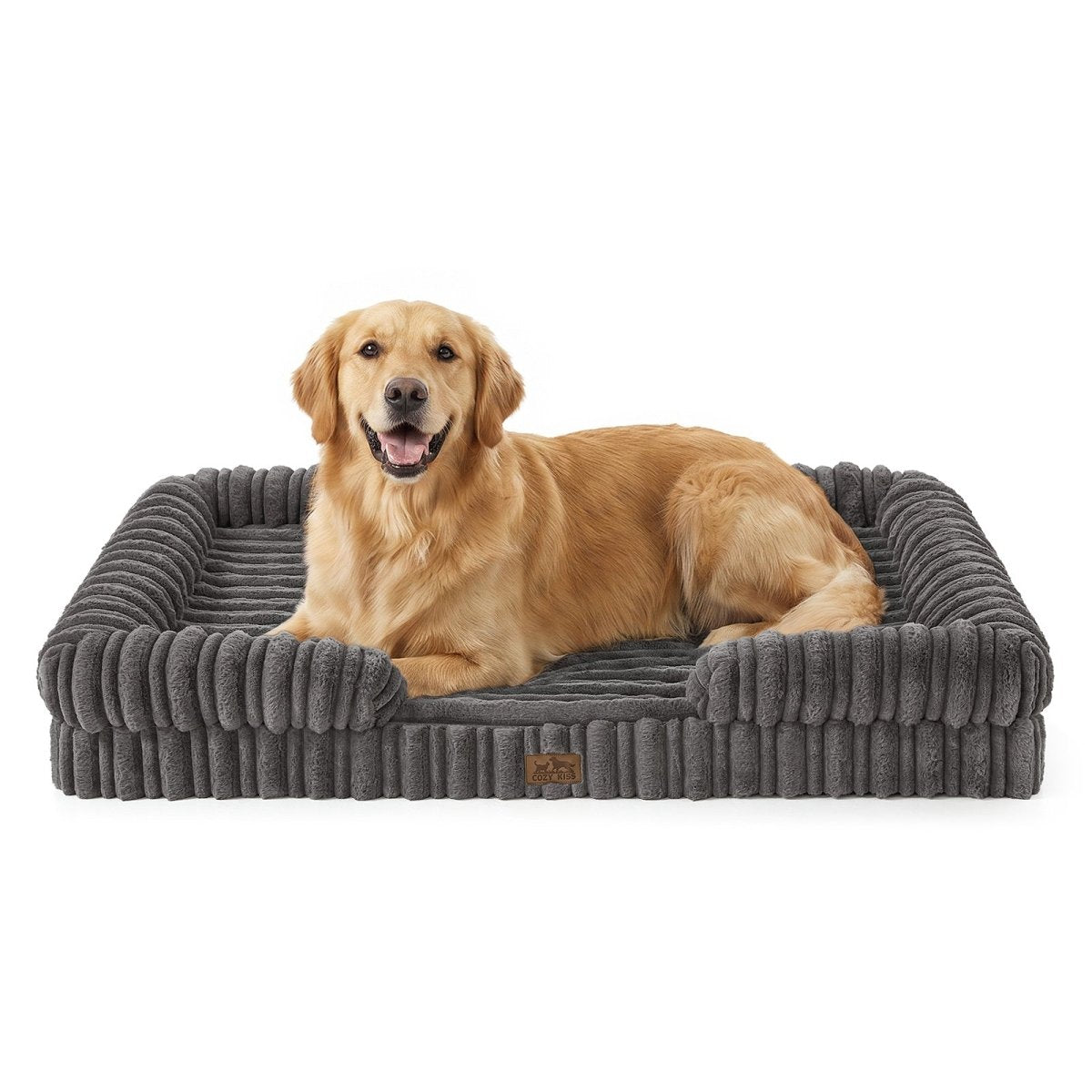 Striped Faux C-Shaped Orthopedic Dog Bed | Cozy Bliss