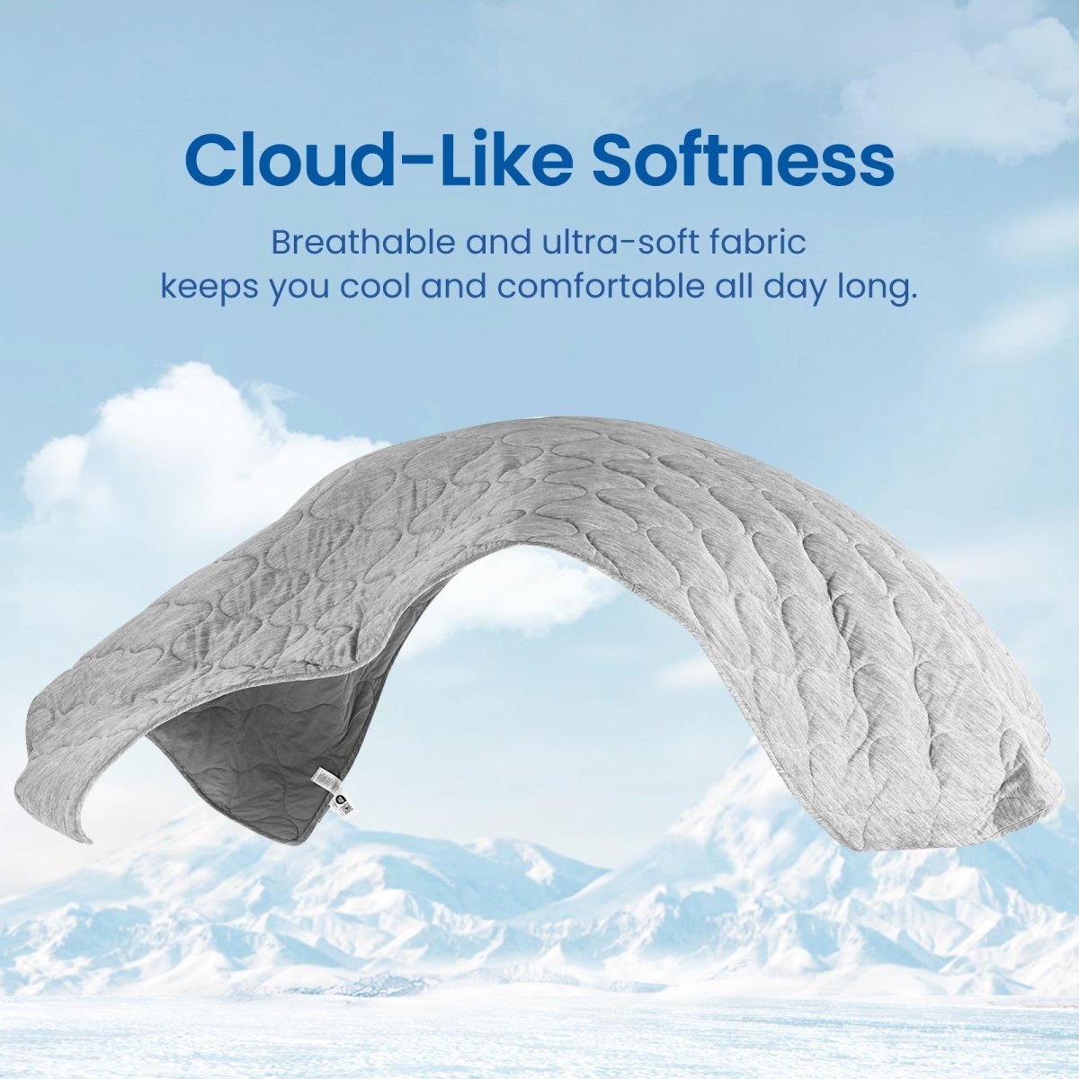 Light Grey cloud-like soft Cozy Bliss dual-sided cooling comforter in air, perfect for all day comfort. #color_Light Grey