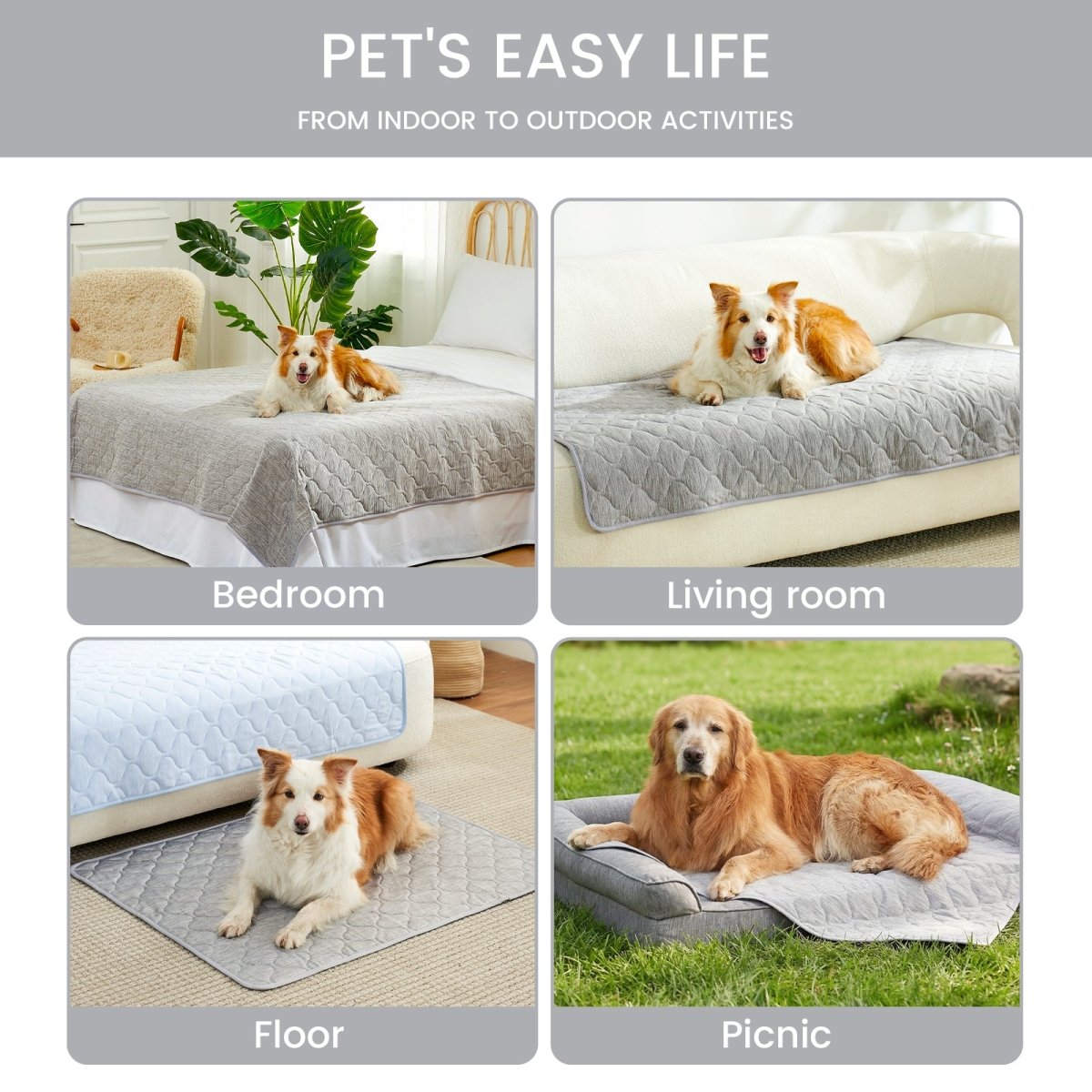 Cozy Bliss cooling blanket for dogs and cats, perfect for bedroom, living room, floor or picnic outdoor#color_Light Grey