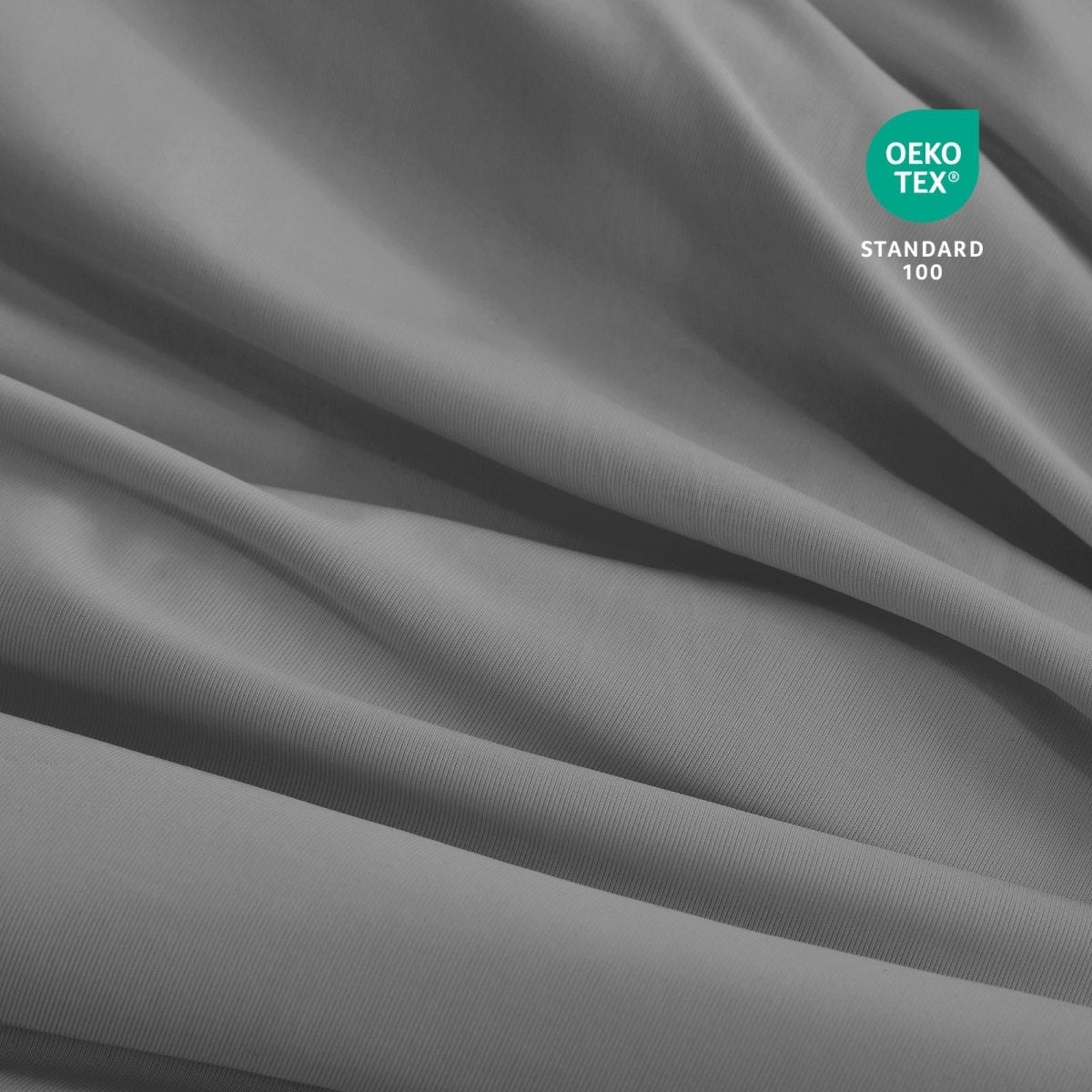 Close-up of Cozy Bliss cooling pillowcases fabric with Oeko-Tex Standard 100 certification.#color_Dark Grey