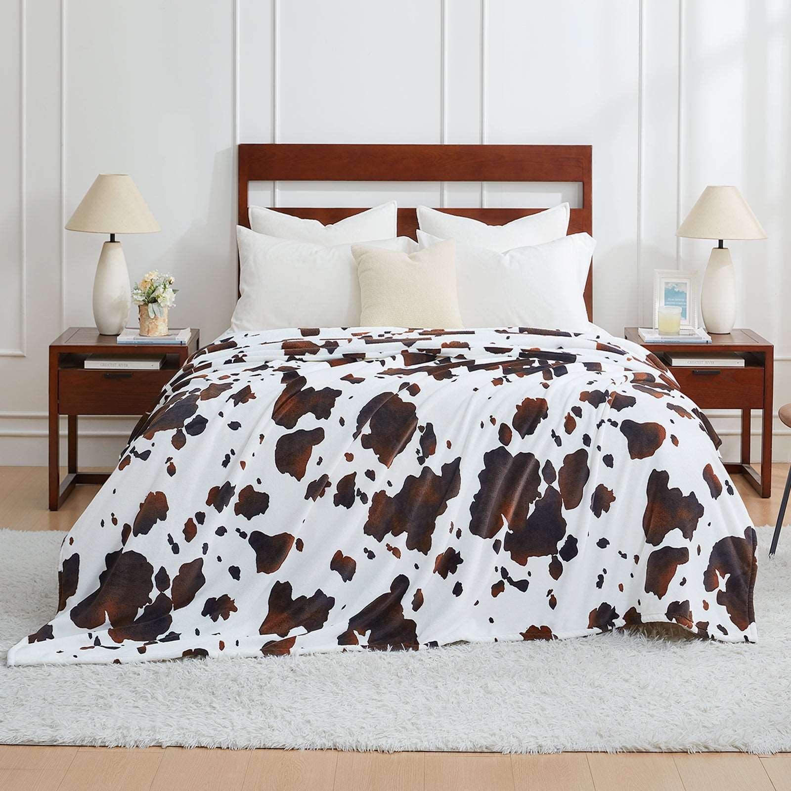 Cow print throw sale