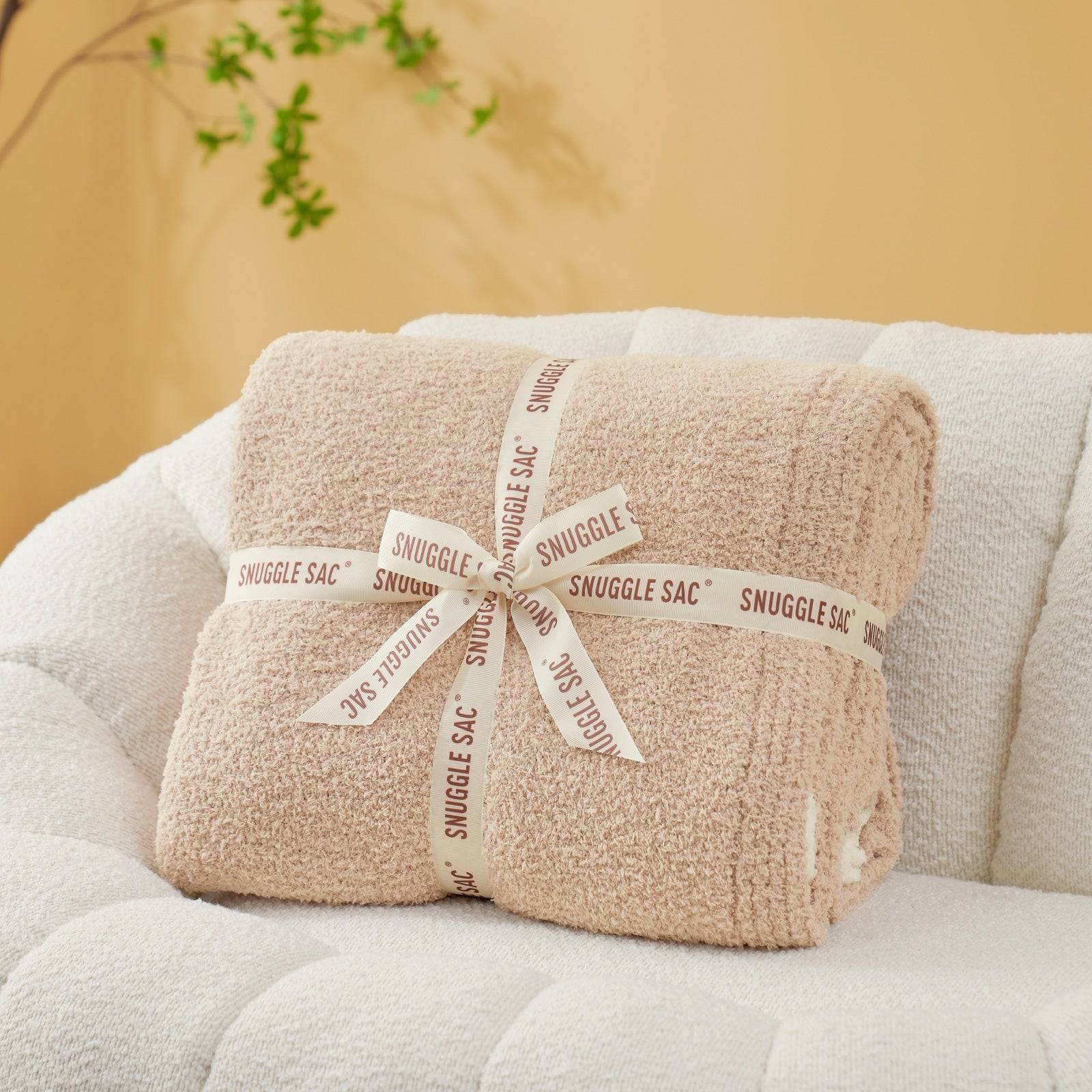 Solid Heather Feather Yarn Throw Blanket