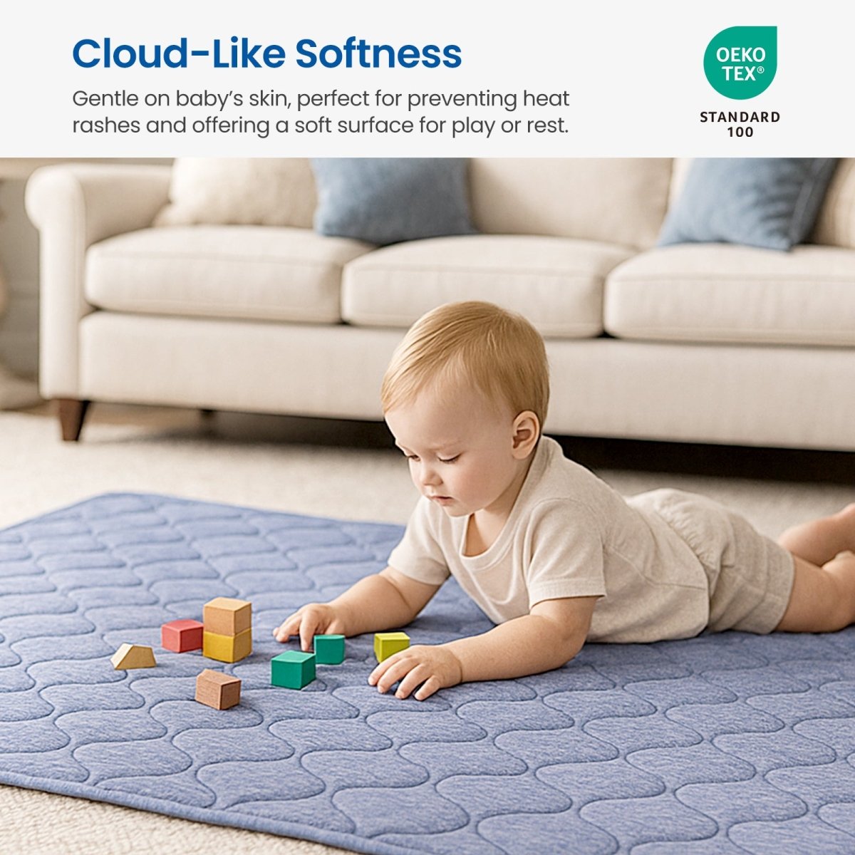 OEKO-TEX certified Dark Blue Cozy Bliss dual-sided cooling comforter, gentle on baby's skin. #color_Dark Blue