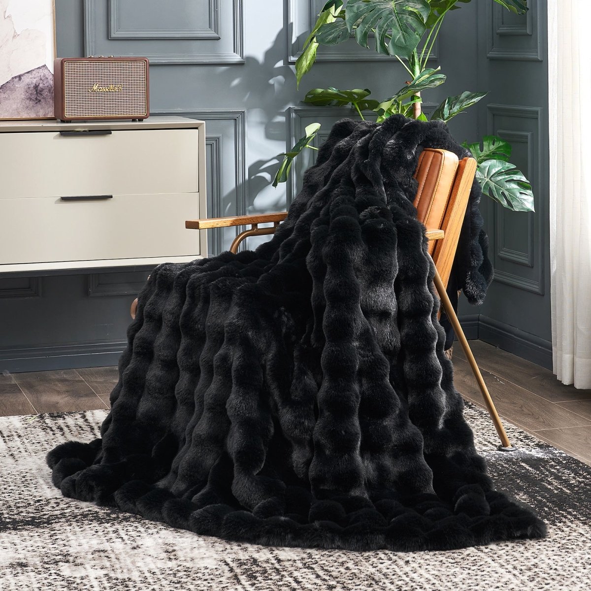 Sage Green Faux Fur Throw Blanket Soft Cozy Warm | Cozy Bliss