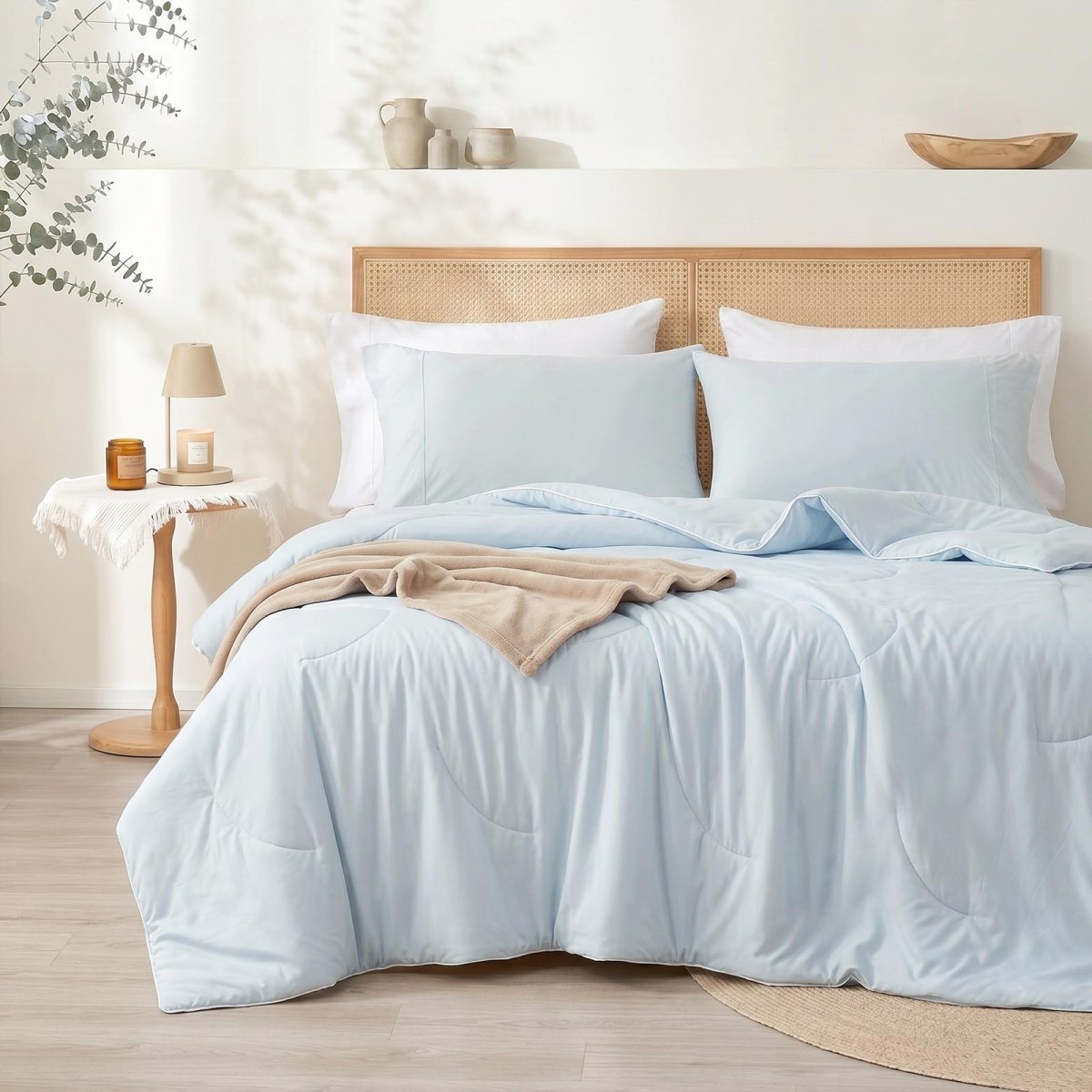 Cozy Bliss Ultra Cooling Double-sided Comforter in front view.#color_Cool Blue