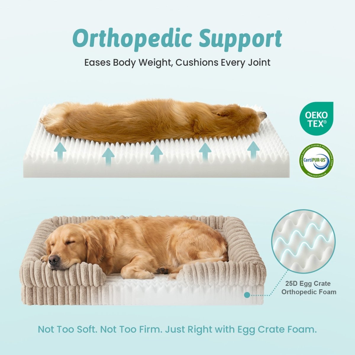 Striped Faux C-Shaped Orthopedic Dog Bed | Cozy Bliss