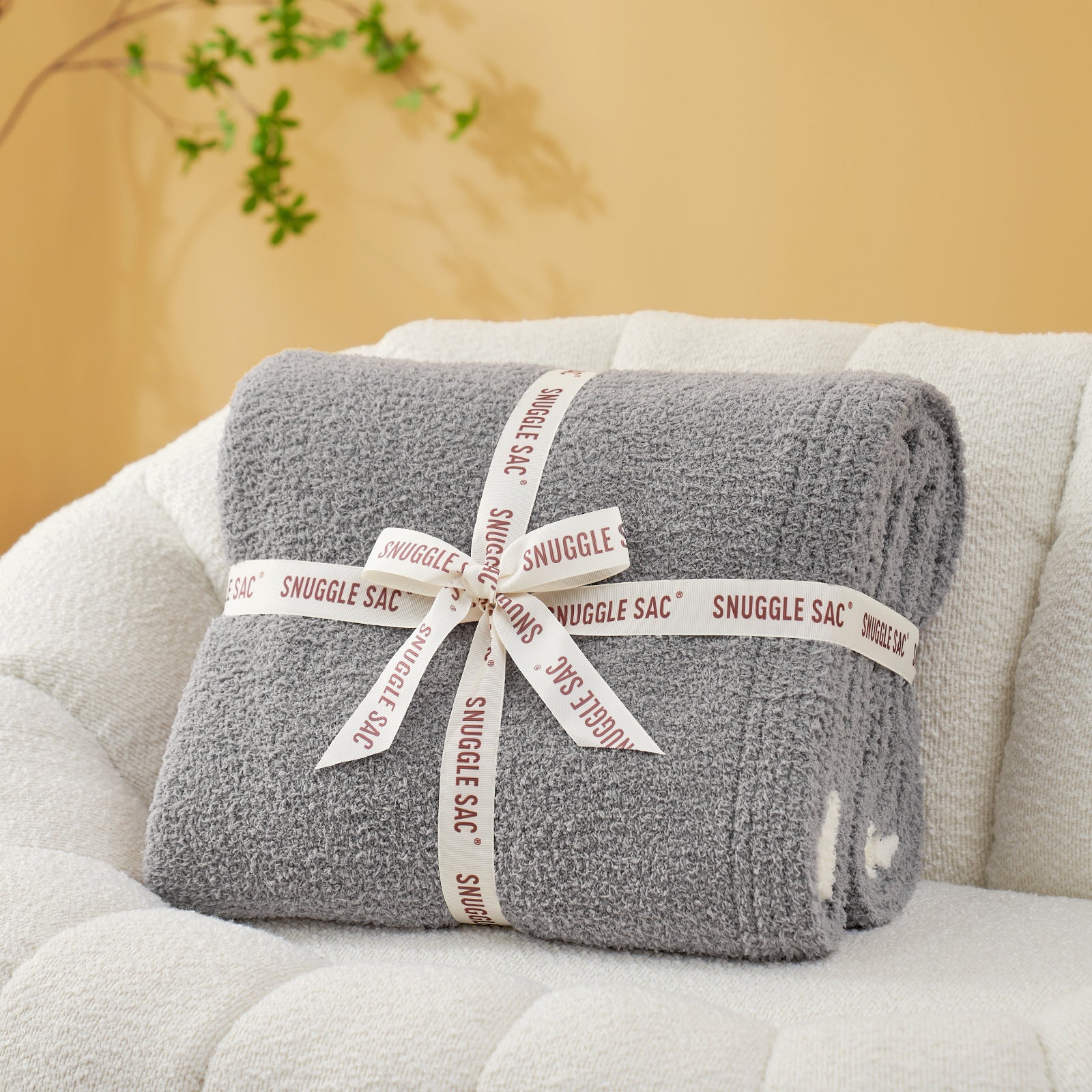 Solid Heather Feather Yarn Throw Blanket