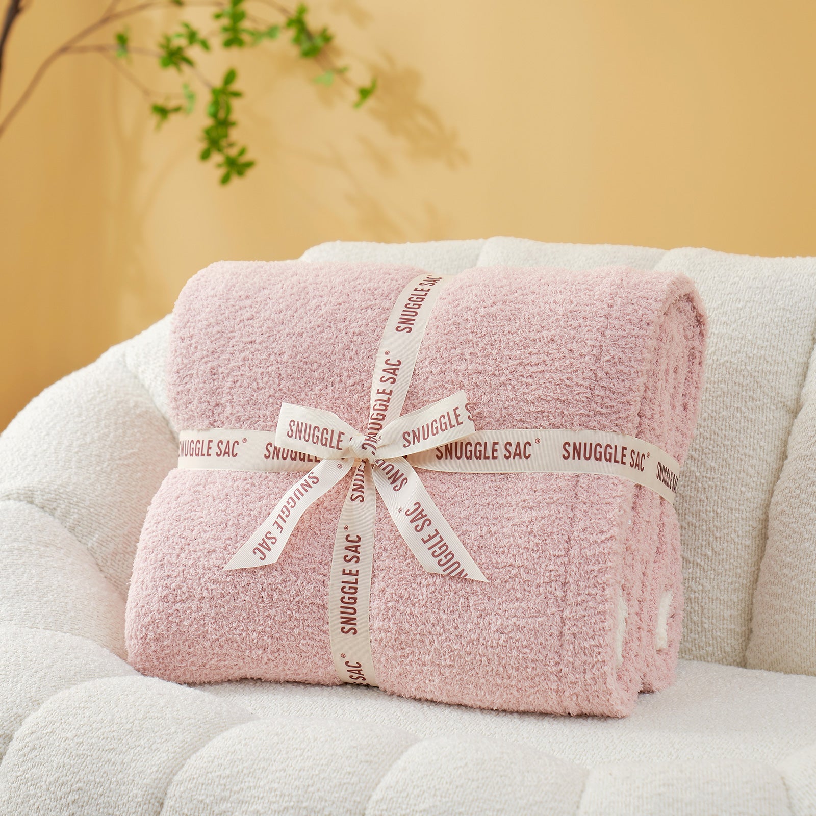 Solid Heather Feather Yarn Throw Blanket