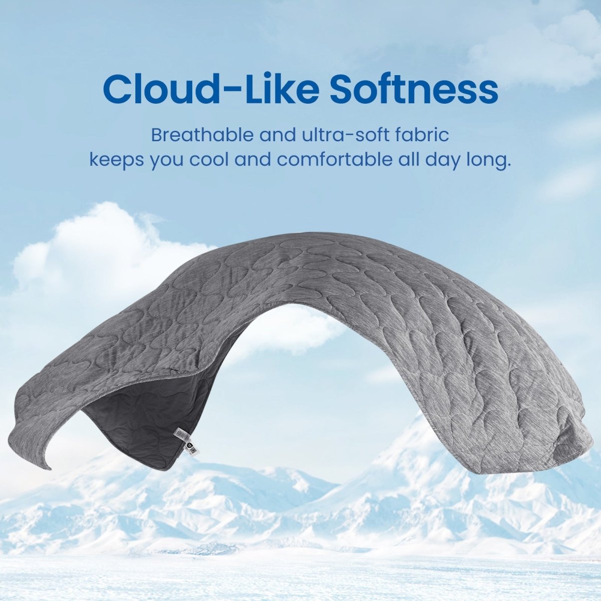 Charcoal Grey cloud-like soft Cozy Bliss dual-sided cooling comforter in air, perfect for all day comfort. #color_Charcoal Grey