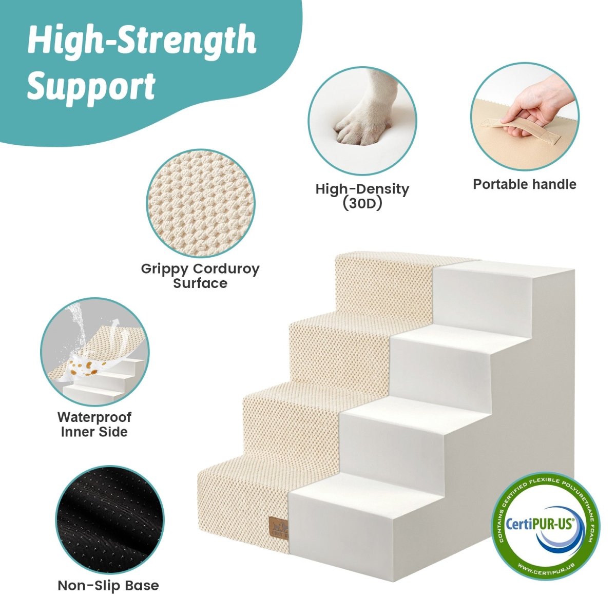 Foam Pet Stairs for Small Dogs Non-Slip | Cozy Bliss