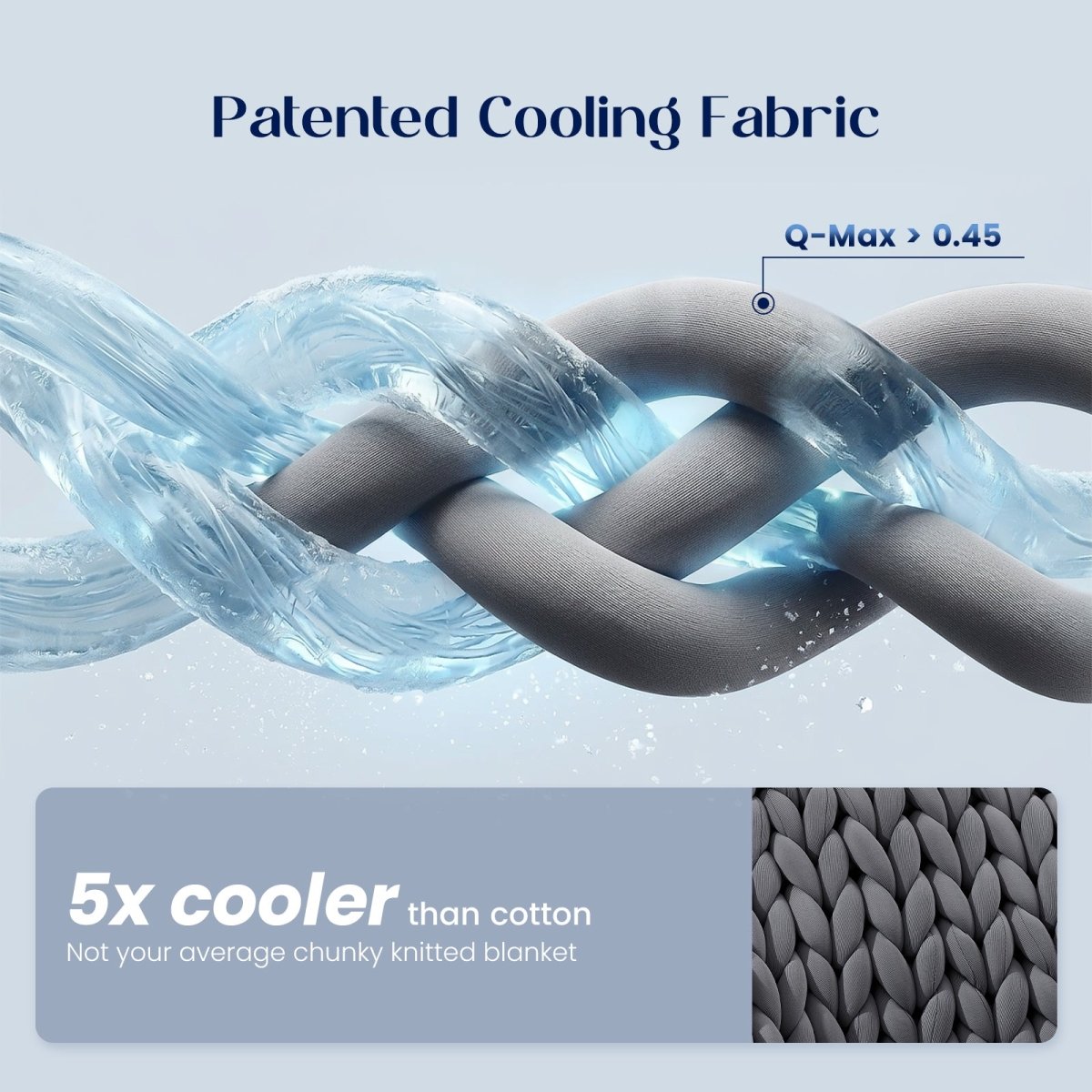 Graphic illustration showing patented cooling fabric construction with stated Q-Max value greater than 0.45. #color_Charcoal Grey