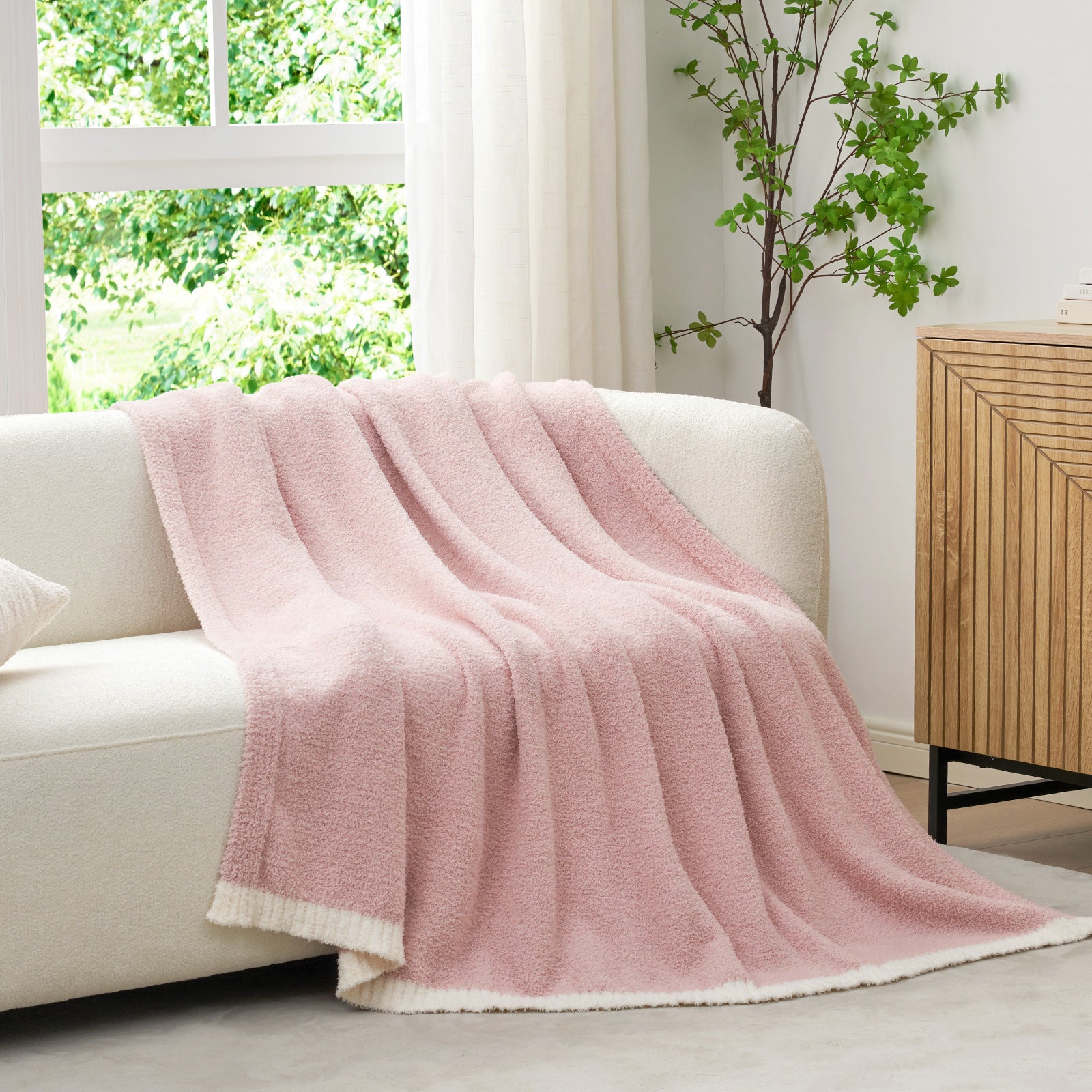 Solid Heather Feather Yarn Throw Blanket