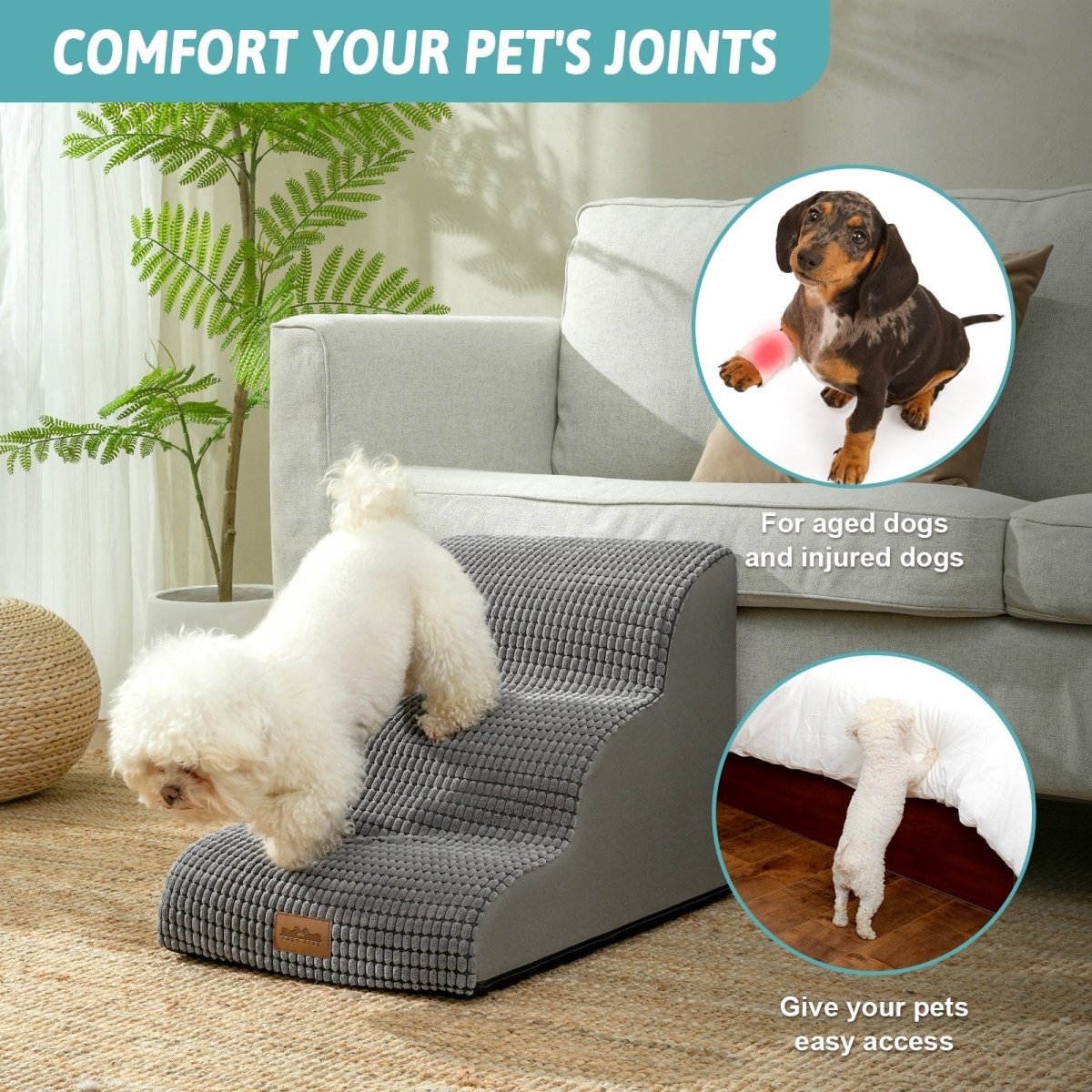 Pet stair providing comfort for your pet joints#color_Dark Grey