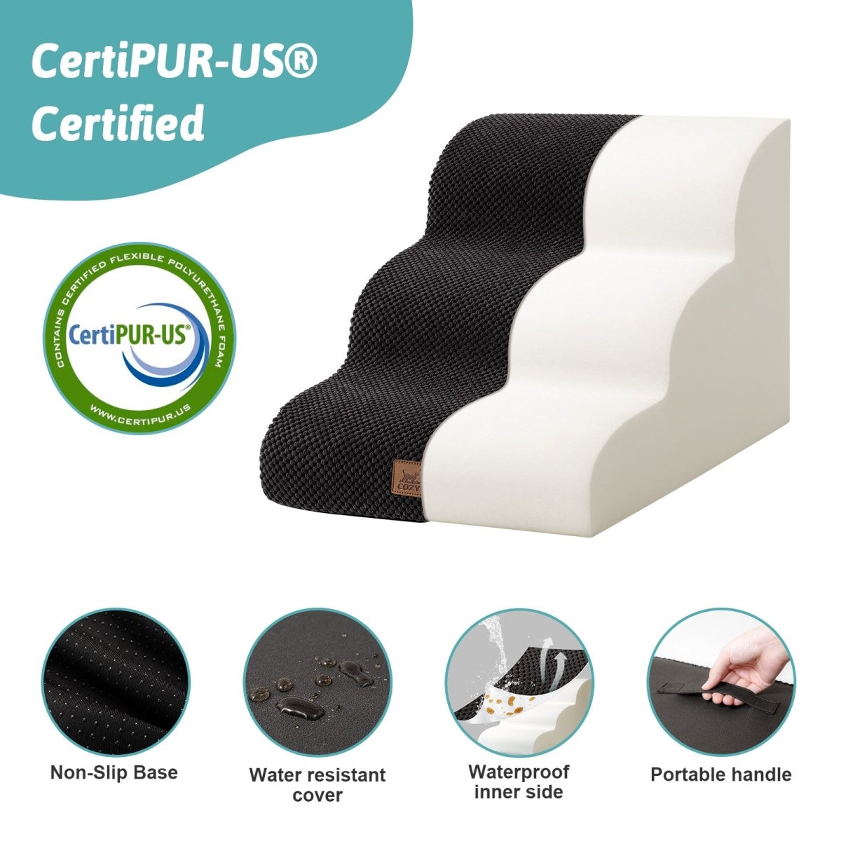 Pet Stairs with CertiPUR-US certification#Color_Black