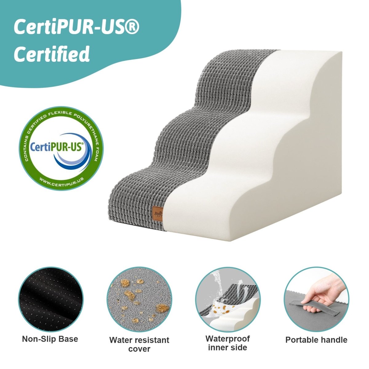 CertiPUR-US certified pet stair#color_Dark Grey