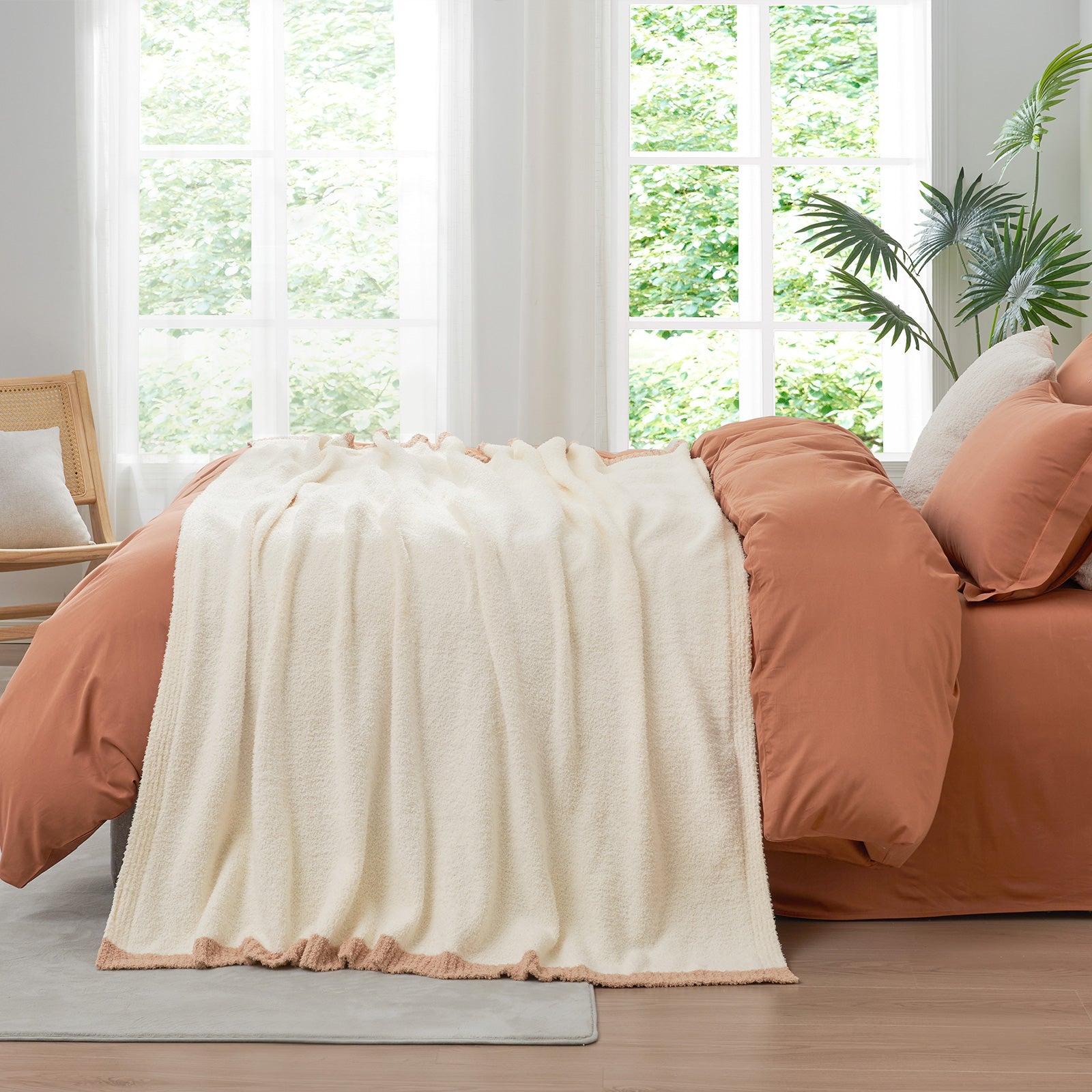 Solid Heather Feather Yarn Throw Blanket