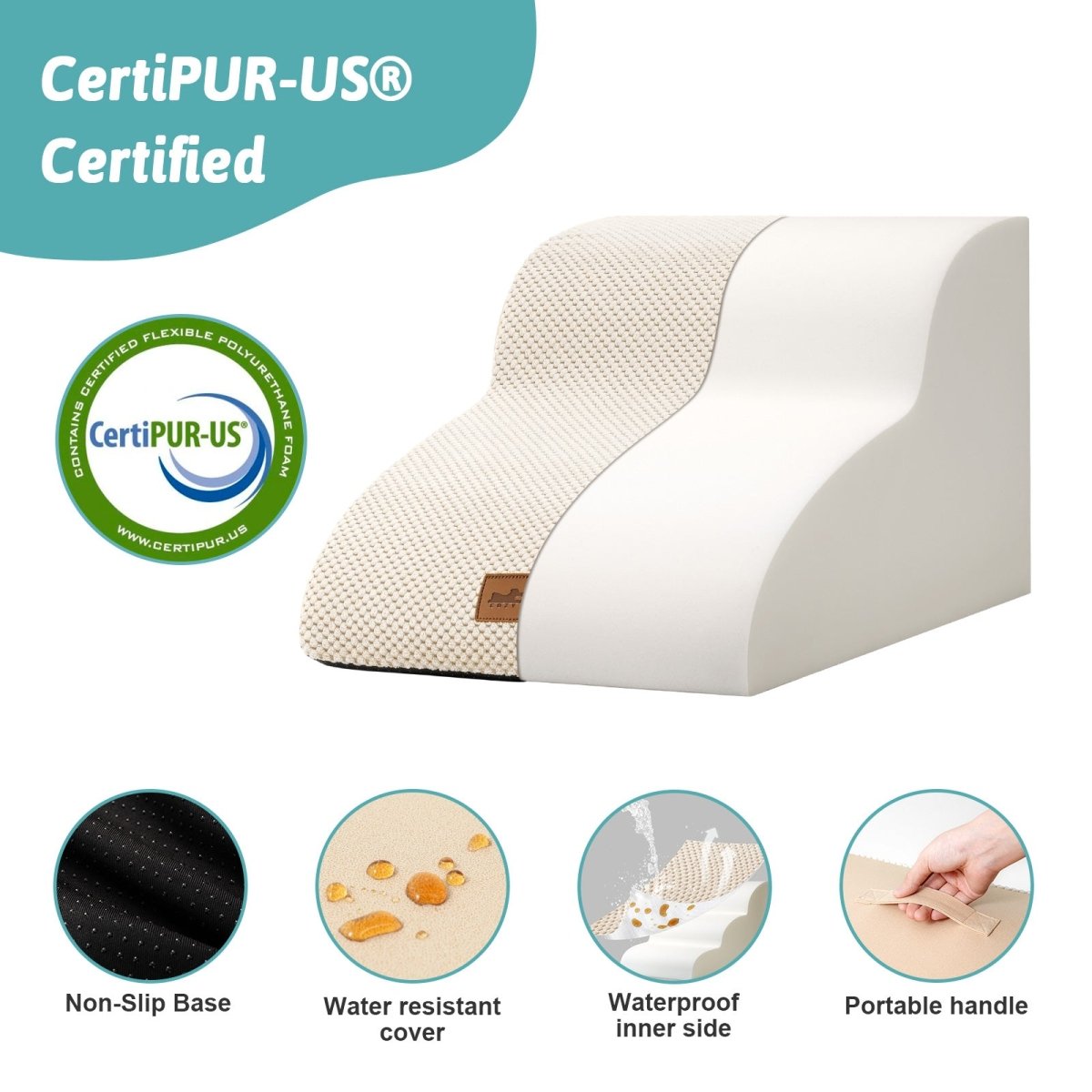 Beige Pet Stairs with CertiPUR-US certification logo#Color_Beige