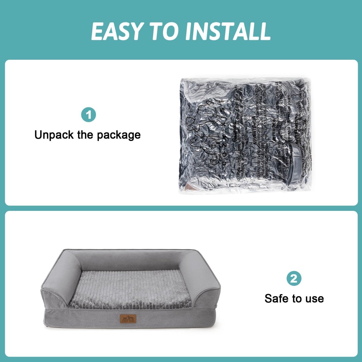 Instructions for unpacking and using a pet bed easily#Color_Grey