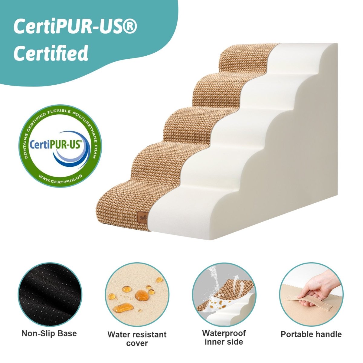 Stair with CertiPUR-US certification on a white background#color_Light Brown