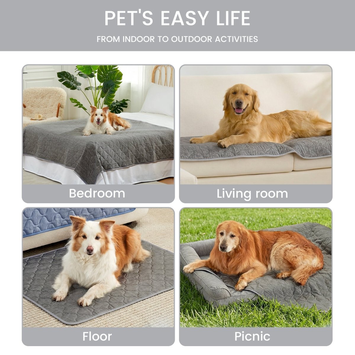 Cozy Bliss cooling blanket for dogs and cats, perfect for bedroom, living room, floor or picnic outdoor#color_Dark Grey