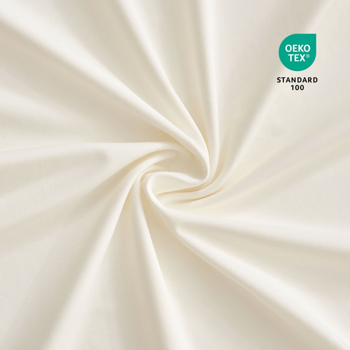 Close-up of OEKO-TEX® Certified cream cooling sheet fabric. #Color_Cream White