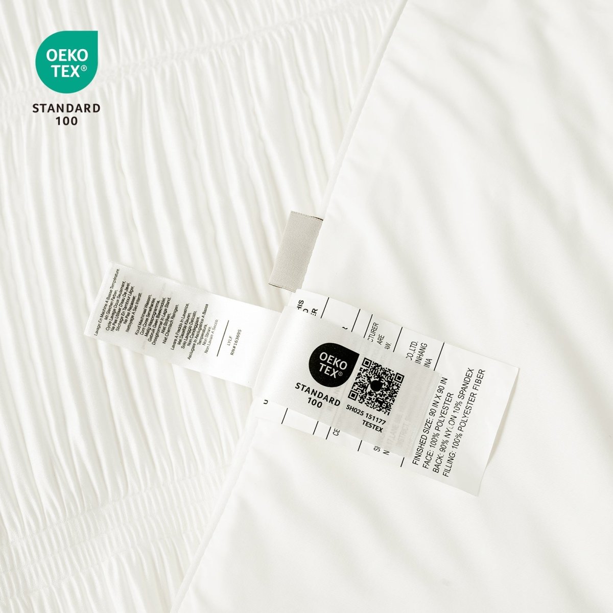 Close up of OEKO-TEX Standard 100 cooling fabric.#color_Off White