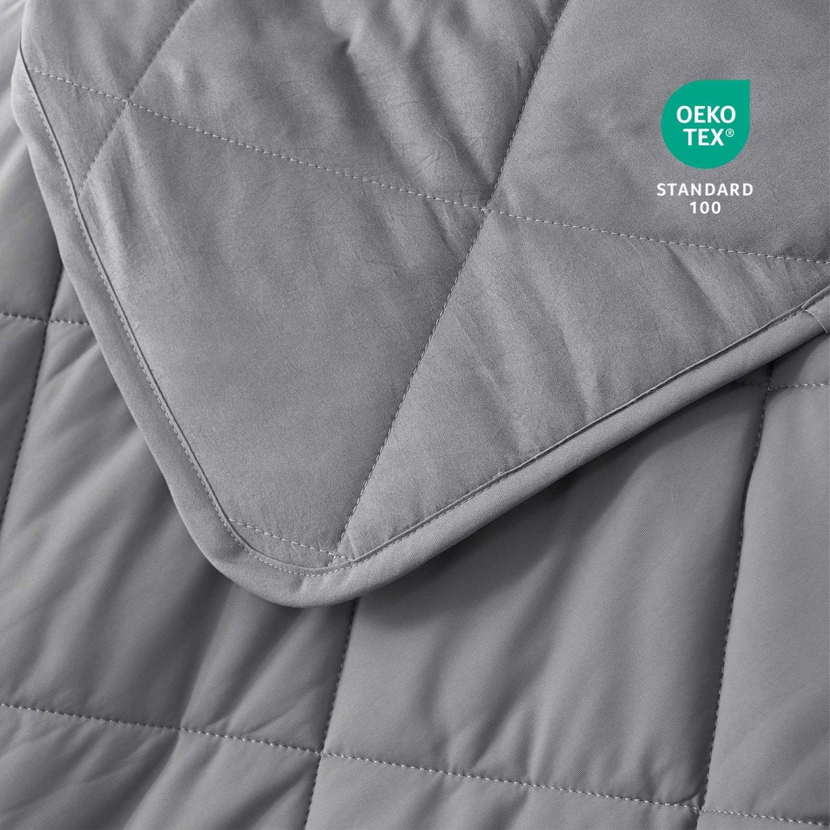 Close-up of Cozy Bliss cooling blanket with Oeko-Tex certification for safe materials #Color_Dark Grey