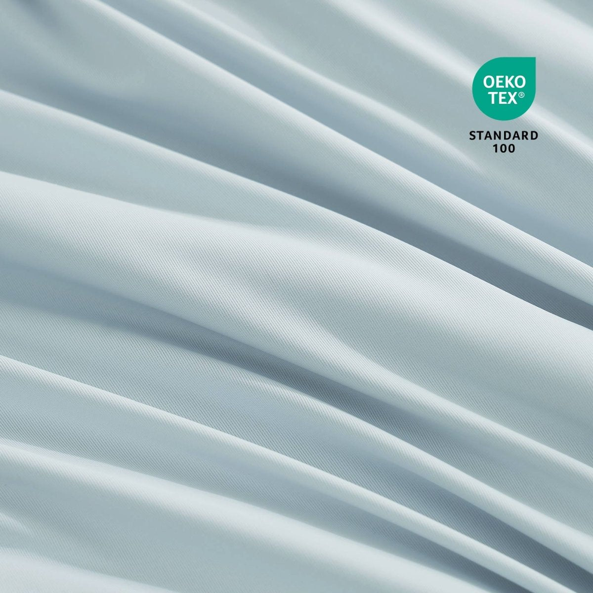 Close-up of OEKO-TEX certified cooling comforter fabric. #Color_Cool Blue