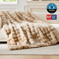 Luxurious Bubble Faux Fur Throw Blanket - Tie-dye Beige