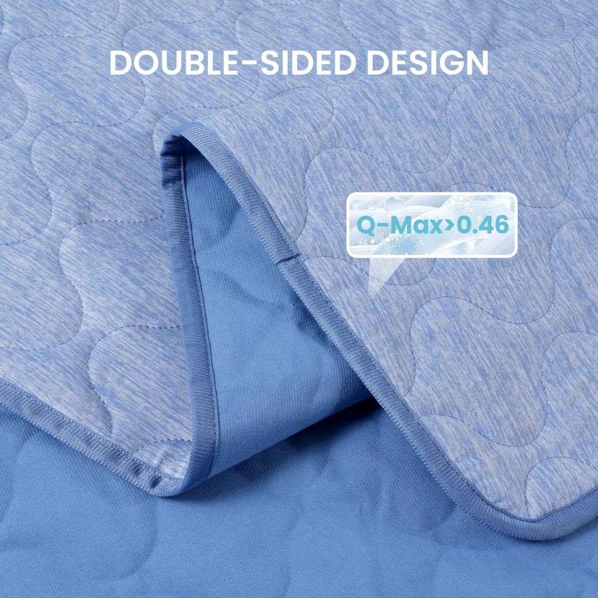 Close up of cooling pet blanket with Q-Max>0.46.#color_Blue