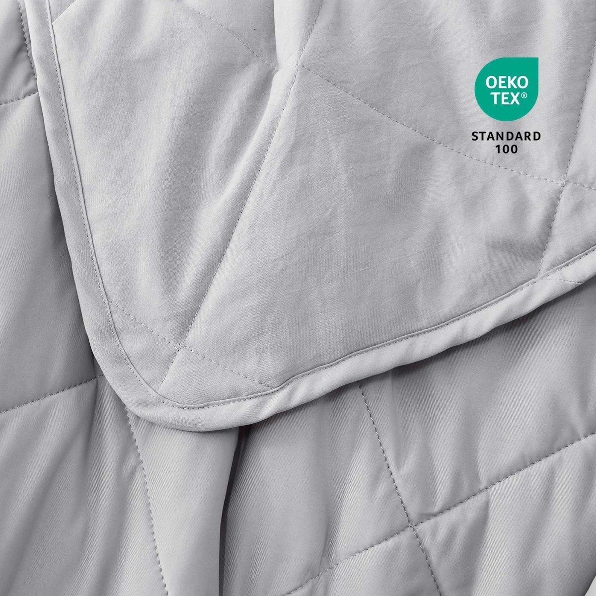 Close-up of Cozy Bliss cooling blanket with Oeko-Tex certification for safe materials #Color_Cool Grey