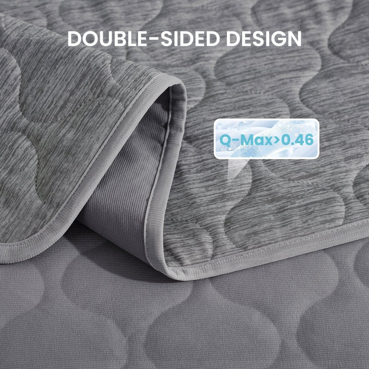 Close up of cooling pet blanket with Q-Max>0.46.#color_Dark Grey