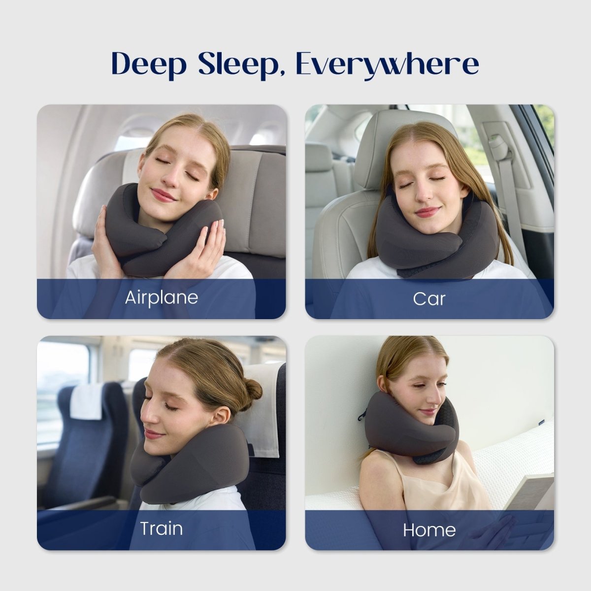 Outlast® cooling neck pillow for long flights, road trips, and home rest. #color_Charcoal Grey