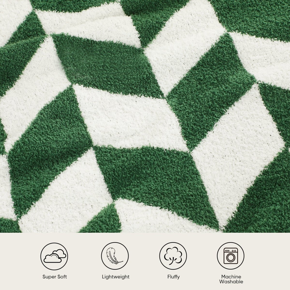 Chevron Feather Yarn Knit Throw Blanket in Xmas Green featuring super soft, lightweight, fluffy and machine washable design for everyday comfort. #color_Xmas Green