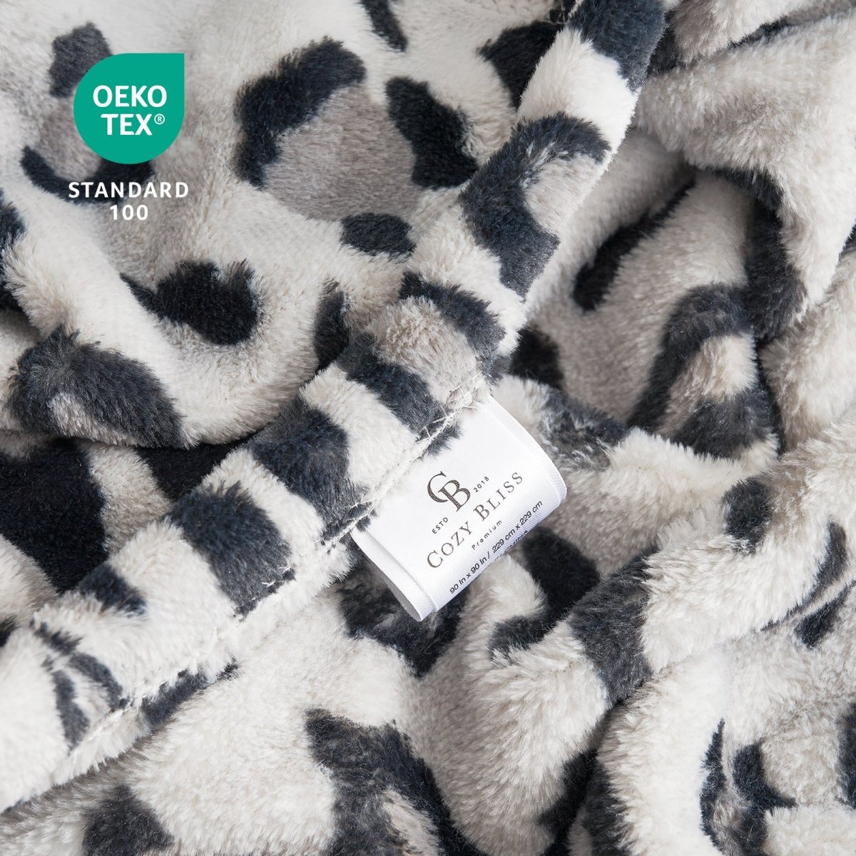 Leopard print cozy blanket with OEKO-TEX Standard 100 certification, soft breathable blanket. #color_Snow Leopard
