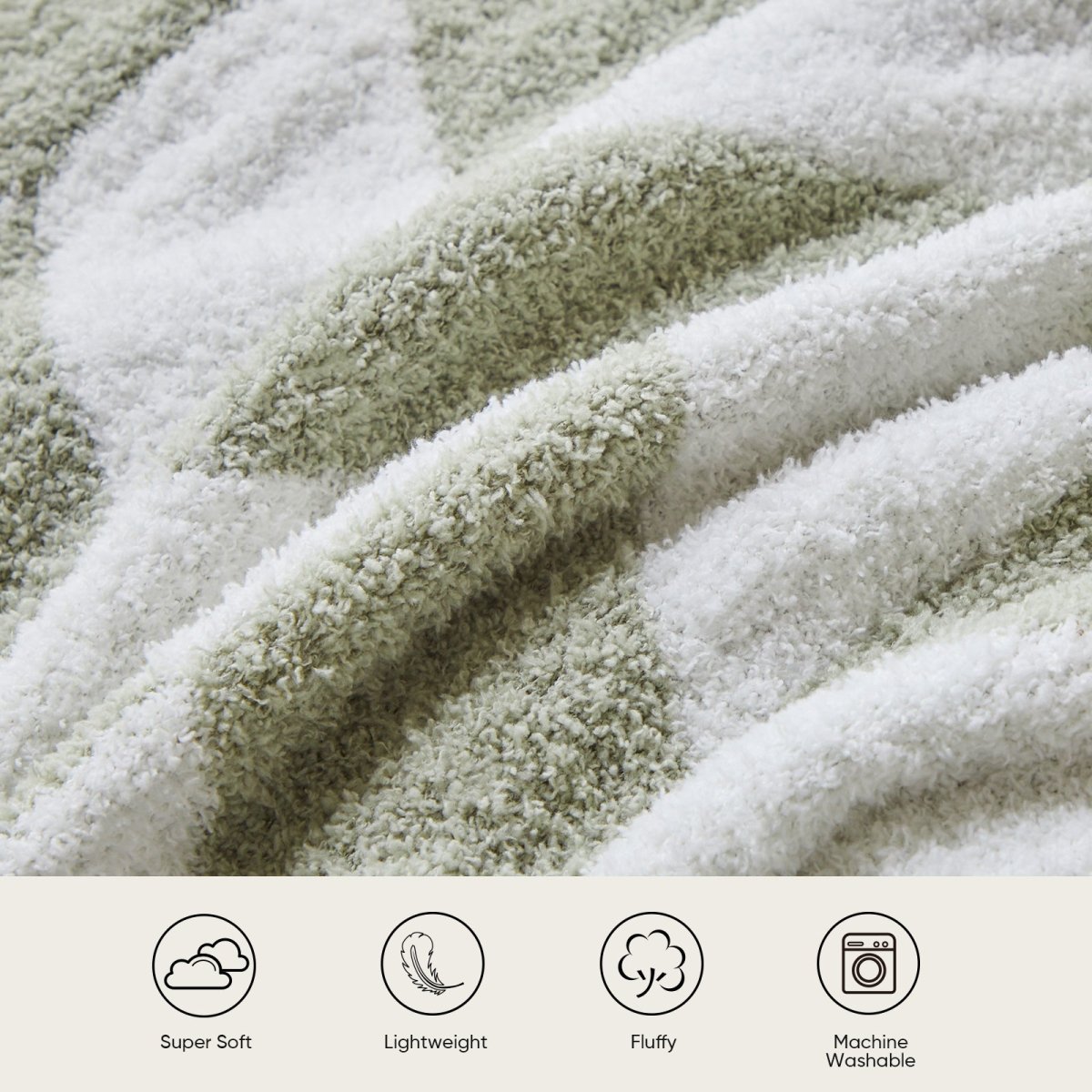 Chevron Feather Yarn Knit Throw Blanket in Sage Green featuring super soft, lightweight, fluffy and machine washable design for everyday comfort. #color_Sage Green