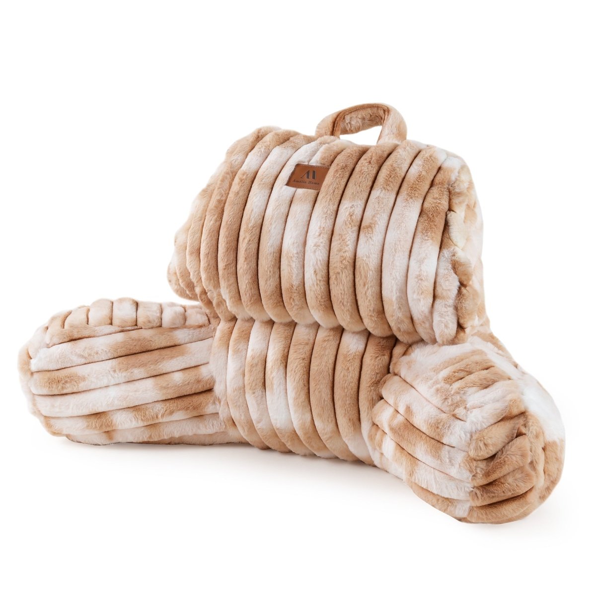 Cozy Bliss striped faux fur backrest pillows in tie-dye beige #color_Tie-dye Beige