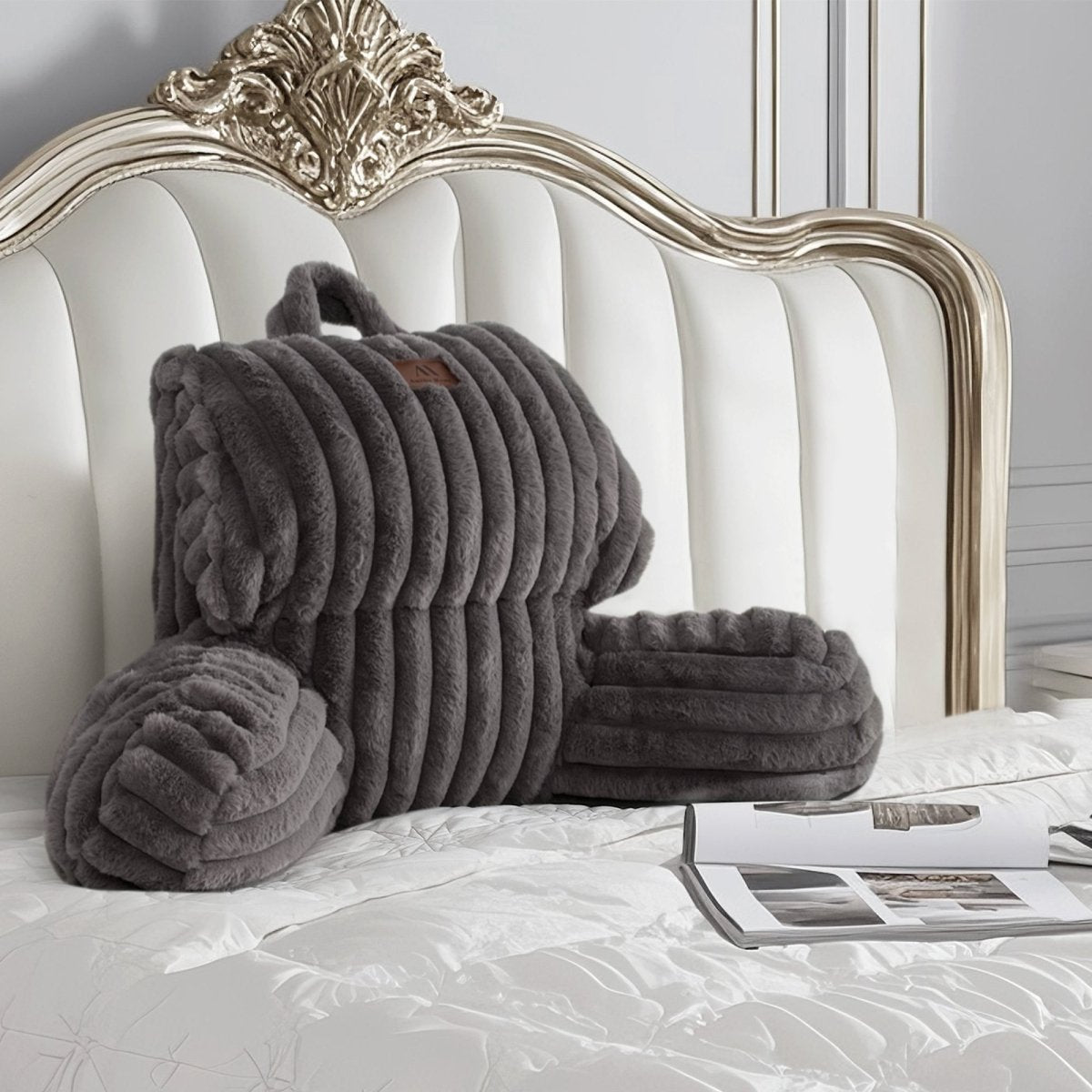 Backrest Reading Pillow Faux Fur Ergonomic Support | Cozy Bliss