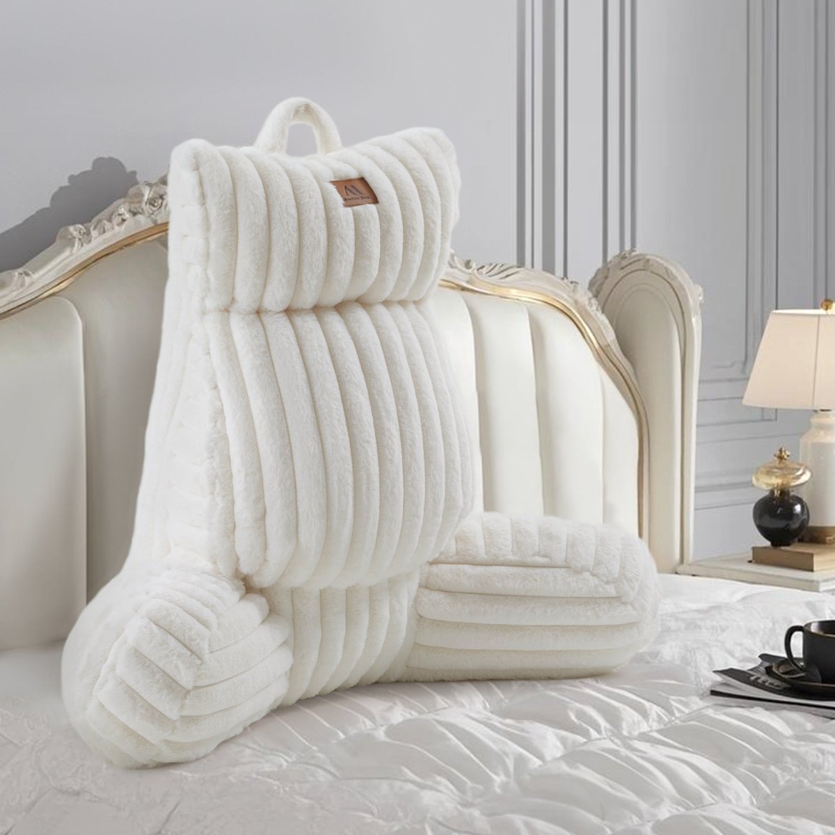 Faux Fur Backrest Reading Pillow for Bed & Couch | Cozy Bliss