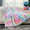 Luxurious Bubble Faux Fur Throw Blanket - Rainbow