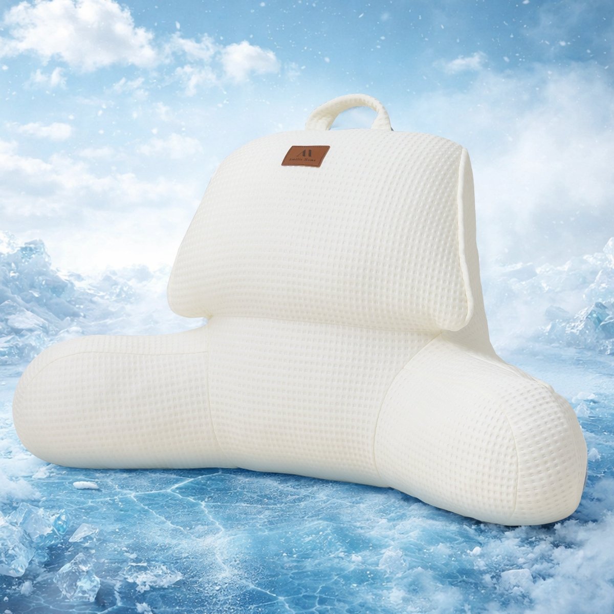 Cozy Bliss Ivory Cooling Backrest Reading Pillow front view #color_Ivory