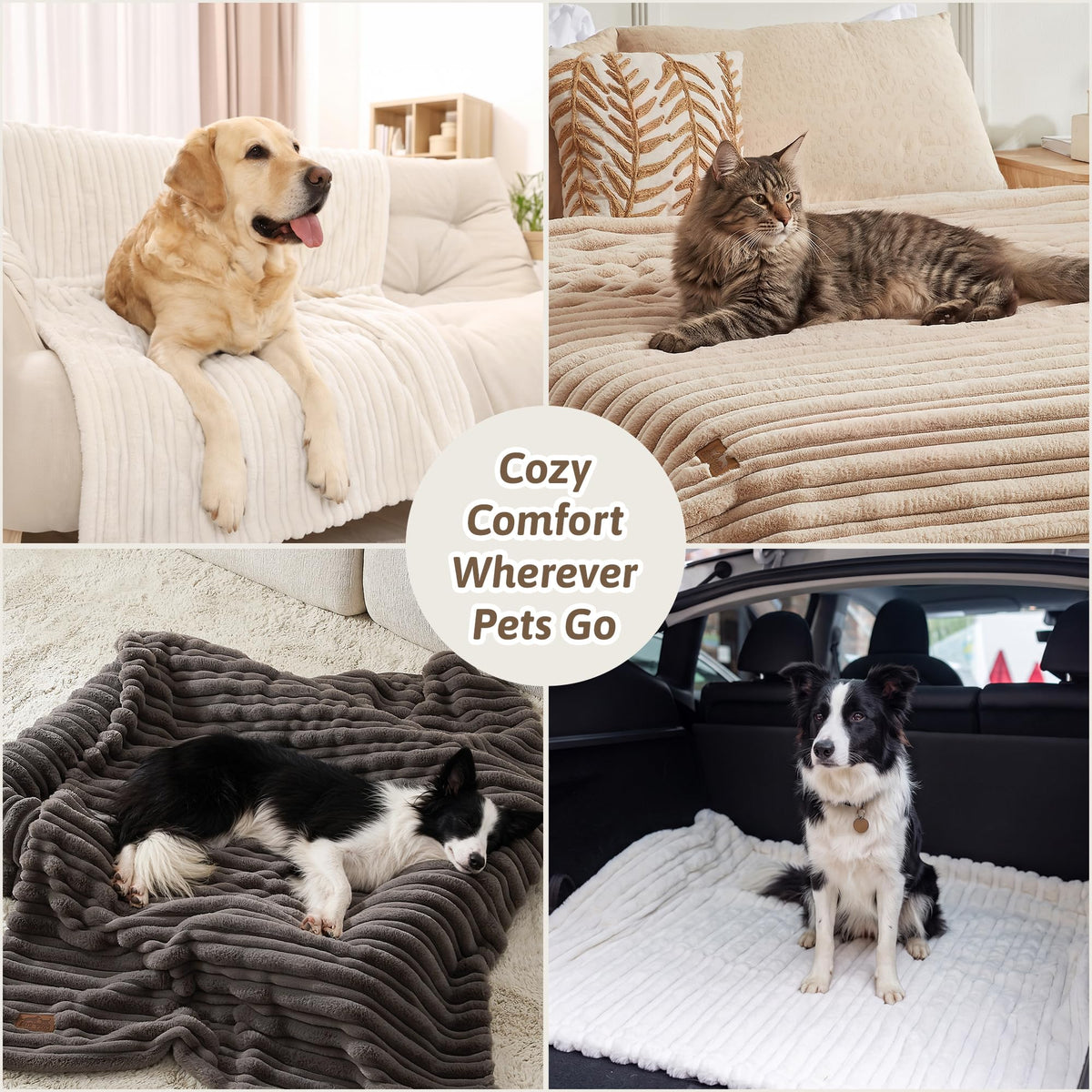 Leakproof Striped Faux Fur Pet Blanket